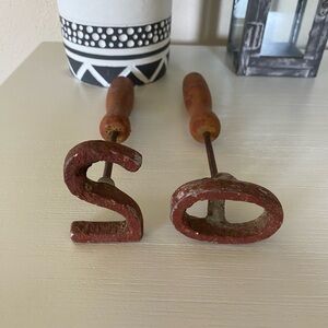 Set of Antique Shepherd’s Livestock Branding Irons 2 & 0